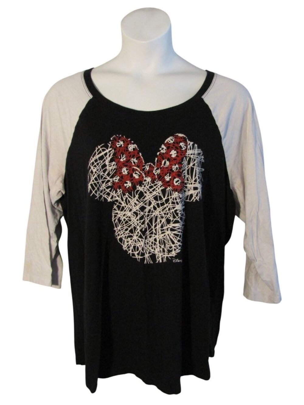 Torrid Disney 4 4X Minnie Mouse Raglan Sleeve Baseball Shirt Red Black
